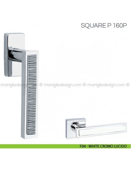Maniglia con inserto in porcellana per finestra DK Square P Fimet Handles F04 - White Cromo Lucido