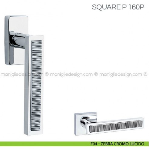 Maniglia con inserto in porcellana per finestra DK Square P Fimet Handles F04 - Zebra Cromo Lucido