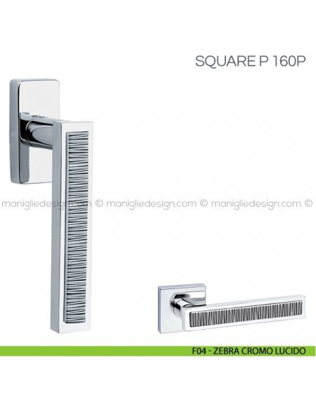 Maniglia con inserto in porcellana per finestra DK Square P Fimet Handles F04 - Zebra Cromo Lucido