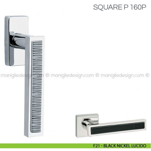 Maniglia con inserto in porcellana per finestra DK Square P Fimet Handles F21 - Black Nickel Lucido