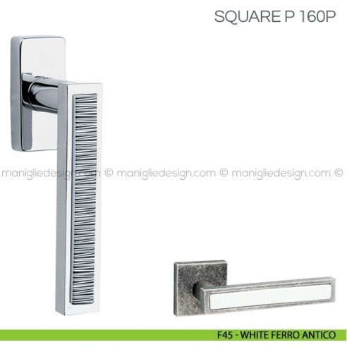 Maniglia con inserto in porcellana per finestra DK Square P Fimet Handles F45 - White Ferro Antico
