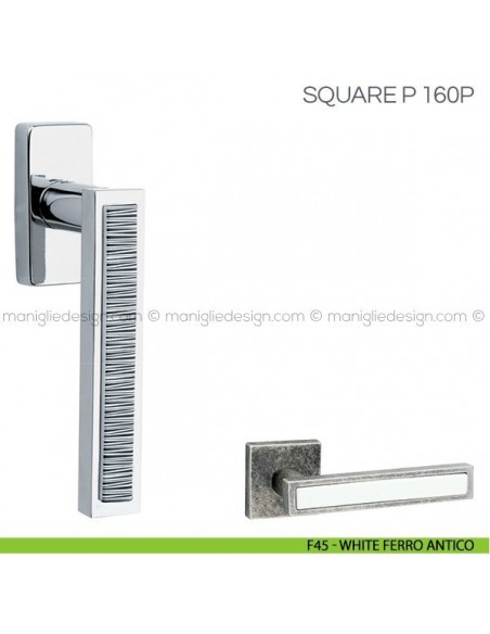 Maniglia con inserto in porcellana per finestra DK Square P Fimet Handles F45 - White Ferro Antico