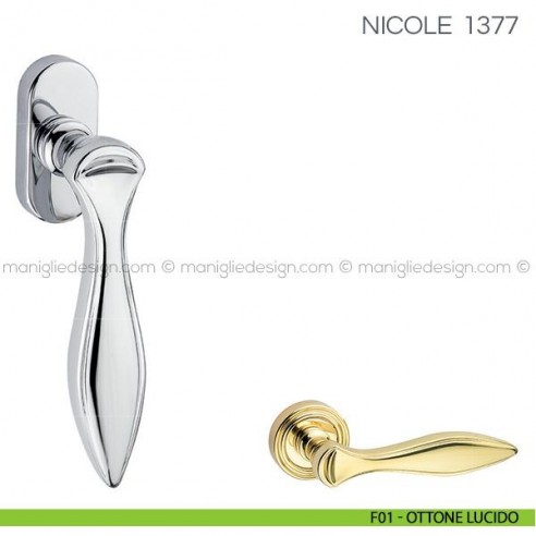 Maniglia per finestra martellina DK Nicole Fimet Handles F01 - Ottone Lucido