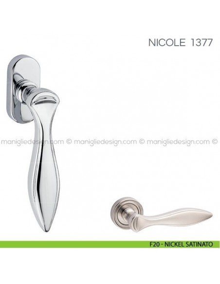 Maniglia per finestra martellina DK Nicole Fimet Handles F20 - Nickel Satinato