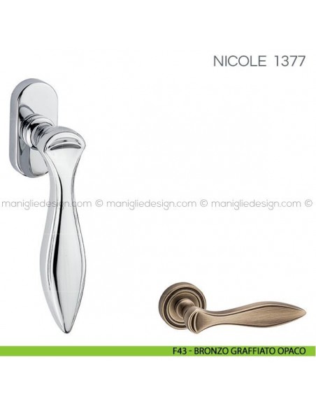 Maniglia per finestra martellina DK Nicole Fimet Handles F43 - Bronzo Graffiato Opaco