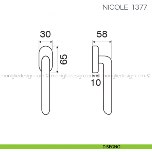 Maniglia per finestra martellina DK Nicole Fimet Handles disegno