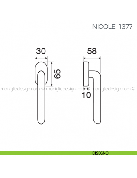 Maniglia per finestra martellina DK Nicole Fimet Handles disegno