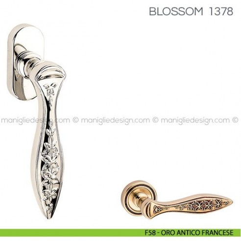 Maniglia per finestra martellina DK Blossom Fimet Handles F58 - Oro Antico Francese