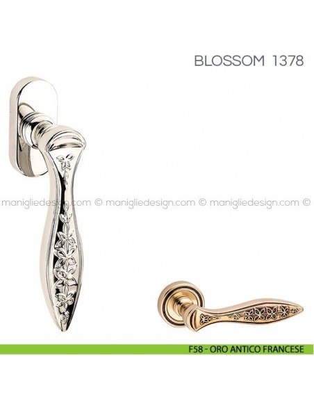 Maniglia per finestra martellina DK Blossom Fimet Handles F58 - Oro Antico Francese
