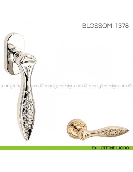 Maniglia per finestra martellina DK Blossom Fimet Handles F01 - Ottone Lucido