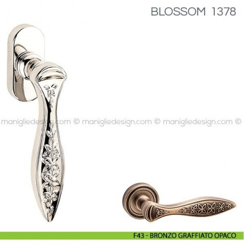 Maniglia per finestra martellina DK Blossom Fimet Handles F43 - Bronzo Graffiato Opaco