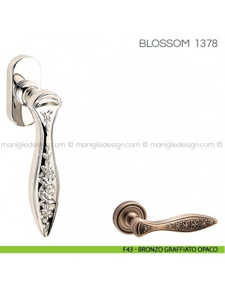 Maniglia per finestra martellina DK Blossom Fimet Handles F43 - Bronzo Graffiato Opaco
