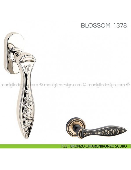 Maniglia per finestra martellina DK Blossom Fimet Handles F55 - Bronzo Chiaro/Bronzo Scuro