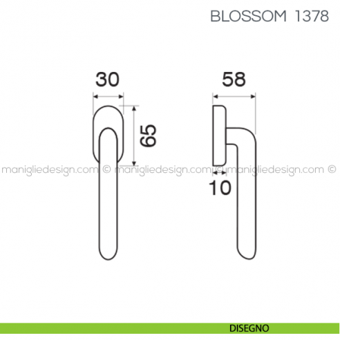 Maniglia per finestra martellina DK Blossom Fimet Handles disegno