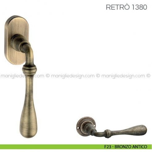 Maniglia per finestra martellina DK Retrò Fimet Handles F23 - Bronzo Antico