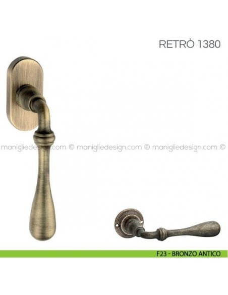 Maniglia per finestra martellina DK Retrò Fimet Handles F23 - Bronzo Antico