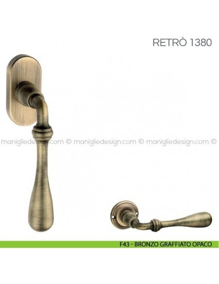 Maniglia per finestra martellina DK Retrò Fimet Handles F43 - Bronzo Graffiato Opaco