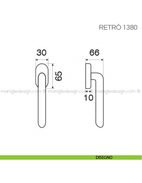 Maniglia per finestra martellina DK Retrò Fimet Handles disegno