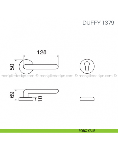 Maniglia per porta Duffy Fimet Handles foro yale