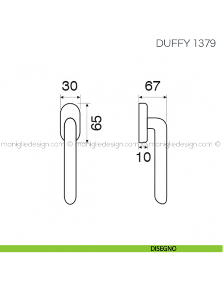 Maniglia per finestra martellina DK Duffy Fimet Handles disegno