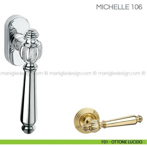 Maniglia per finestra martellina DK Michelle Fimet Handles F01 - Ottone Lucido