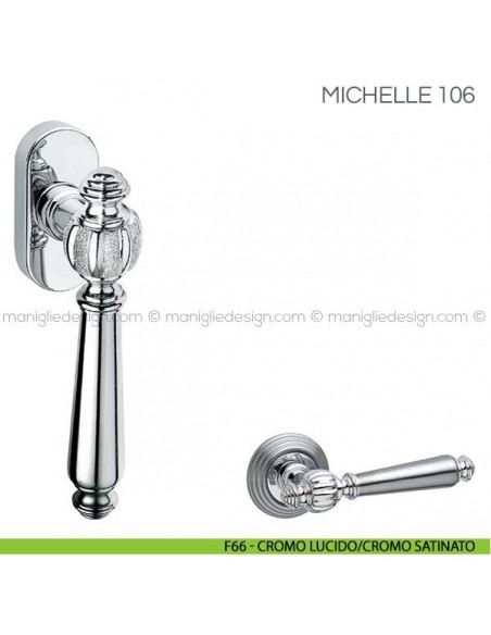 Maniglia per finestra martellina DK Michelle Fimet Handles F66 - Cromo Lucido/Cromo Satinato