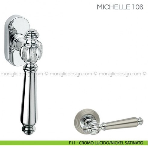 Maniglia per finestra martellina DK Michelle Fimet Handles F11 - Cromo Lucido/Nickel Satinato