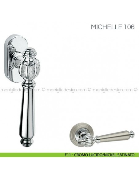 Maniglia per finestra martellina DK Michelle Fimet Handles F11 - Cromo Lucido/Nickel Satinato