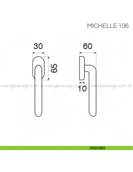 Maniglia per finestra martellina DK Michelle Fimet Handles disegno