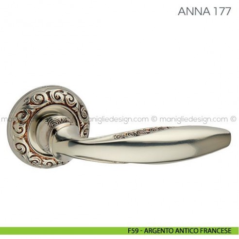 Maniglia per porta Anna Fimet Handles Argento Antico Francese - F59