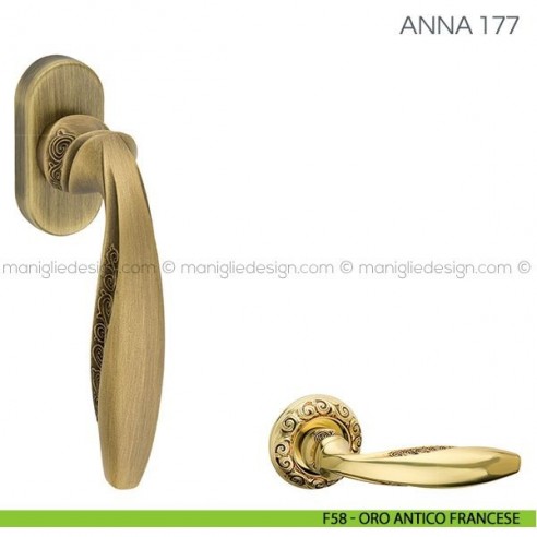 Maniglia per finestra martellina DK Anna Fimet Handles F58 - Oro Antico Francese