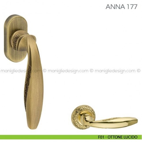 Maniglia per finestra martellina DK Anna Fimet Handles F01 - Ottone Lucido