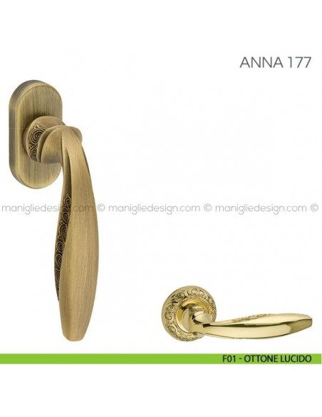 Maniglia per finestra martellina DK Anna Fimet Handles F01 - Ottone Lucido