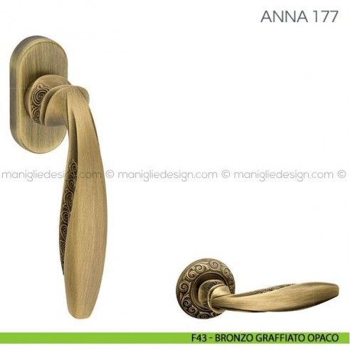 Maniglia per finestra martellina DK Anna Fimet Handles F43 - Bronzo Graffiato Opaco