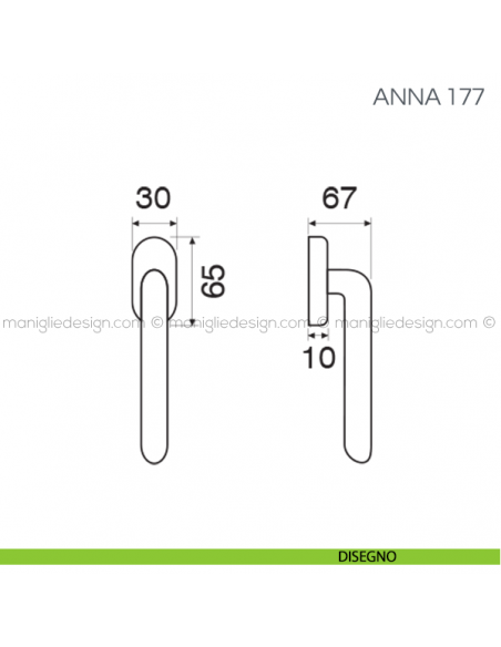 Maniglia per finestra martellina DK Anna Fimet Handles disegno
