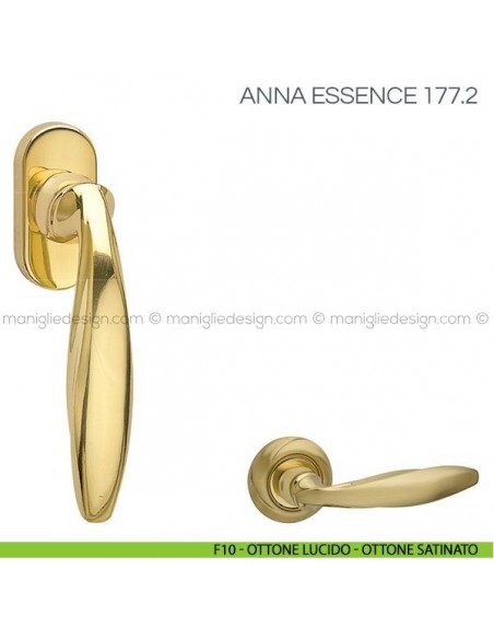 Maniglia per finestra martellina DK Anna Essence Fimet Handles F10 - Ottone Lucido/Ottone Satinato