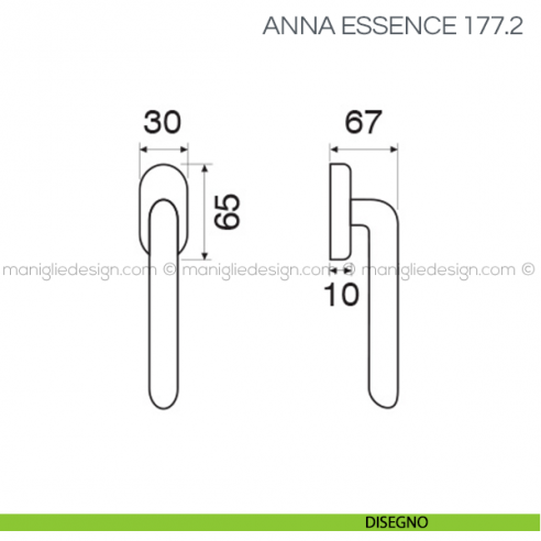 Maniglia per finestra martellina DK Anna Essence Fimet Handles disegno
