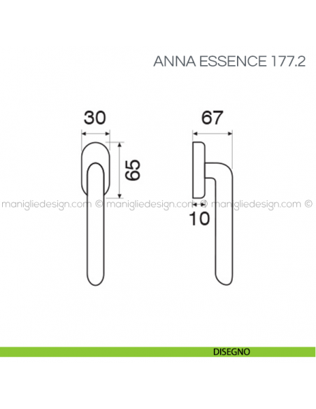 Maniglia per finestra martellina DK Anna Essence Fimet Handles disegno