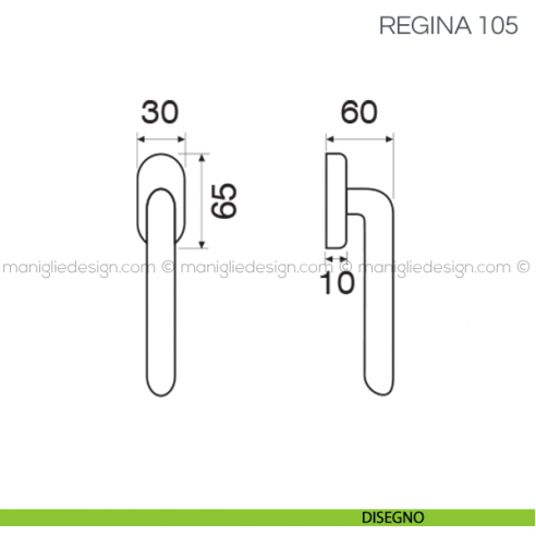 Maniglia per finestra martellina DK Regina Fimet Handles disegno