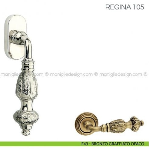 Maniglia per finestra martellina DK Regina Fimet Handles F43 - Bronzo Graffiato Opaco