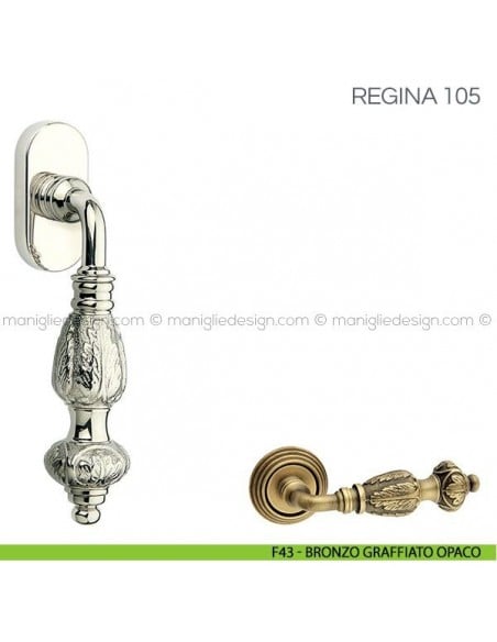 Maniglia per finestra martellina DK Regina Fimet Handles F43 - Bronzo Graffiato Opaco