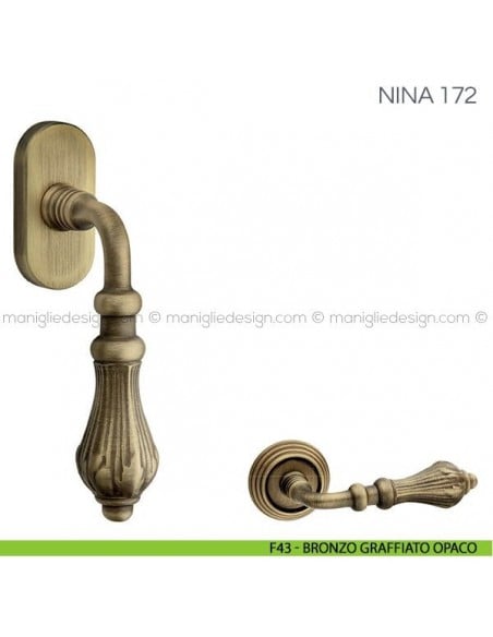 Maniglia per finestra martellina DK Nina Fimet Handles F43 - Bronzo Graffiato Opaco