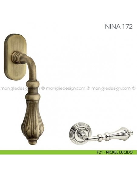 Maniglia per finestra martellina DK Nina Fimet Handles F21 - Nickel Lucido