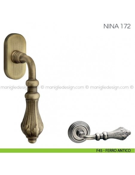 Maniglia per finestra martellina DK Nina Fimet Handles F45 - Ferro Antico