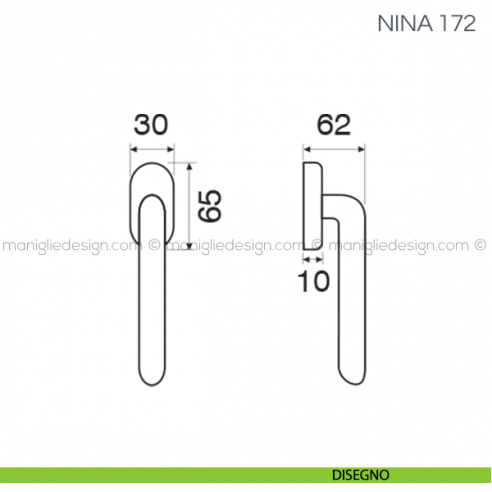 Maniglia per finestra martellina DK Nina Fimet Handles disegno