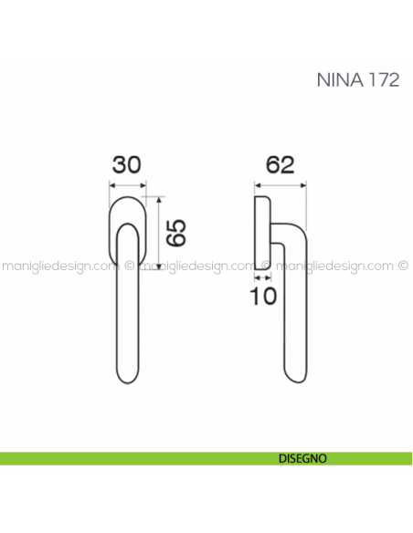 Maniglia per finestra martellina DK Nina Fimet Handles disegno