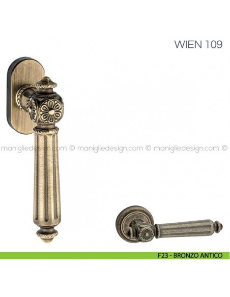 Maniglia per finestra martellina DK Wien Fimet Handles F23 - Bronzo Antico