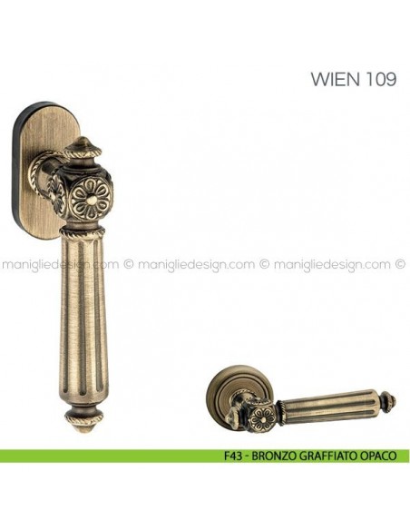Maniglia per finestra martellina DK Wien Fimet Handles F43 - Bronzo Graffiato Opaco