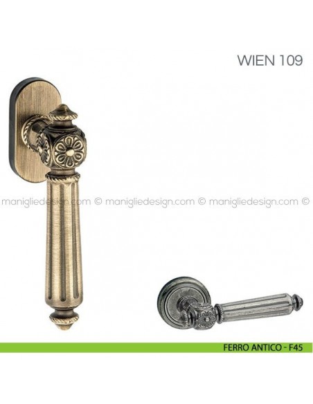 Maniglia per finestra martellina DK Wien Fimet Handles F45 - Ferro Antico