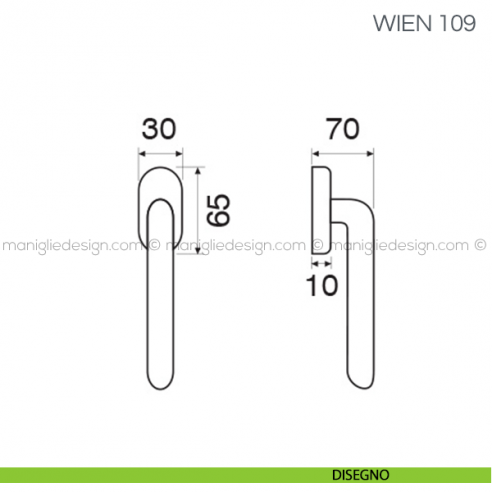 Maniglia per finestra martellina DK Wien Fimet Handles disegno